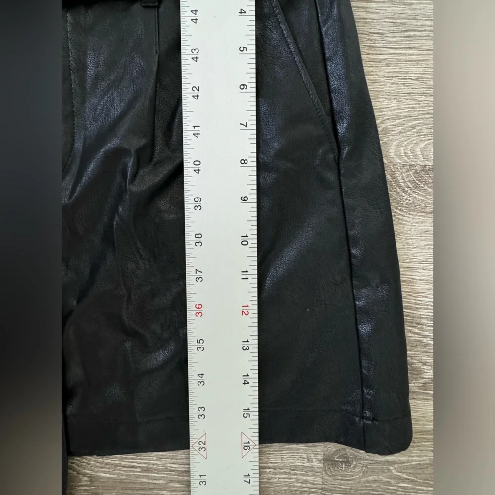 Paige EUC High Waist Faux Leather Black Mini Skirt Tie Belt Size S - Picture 11 of 11